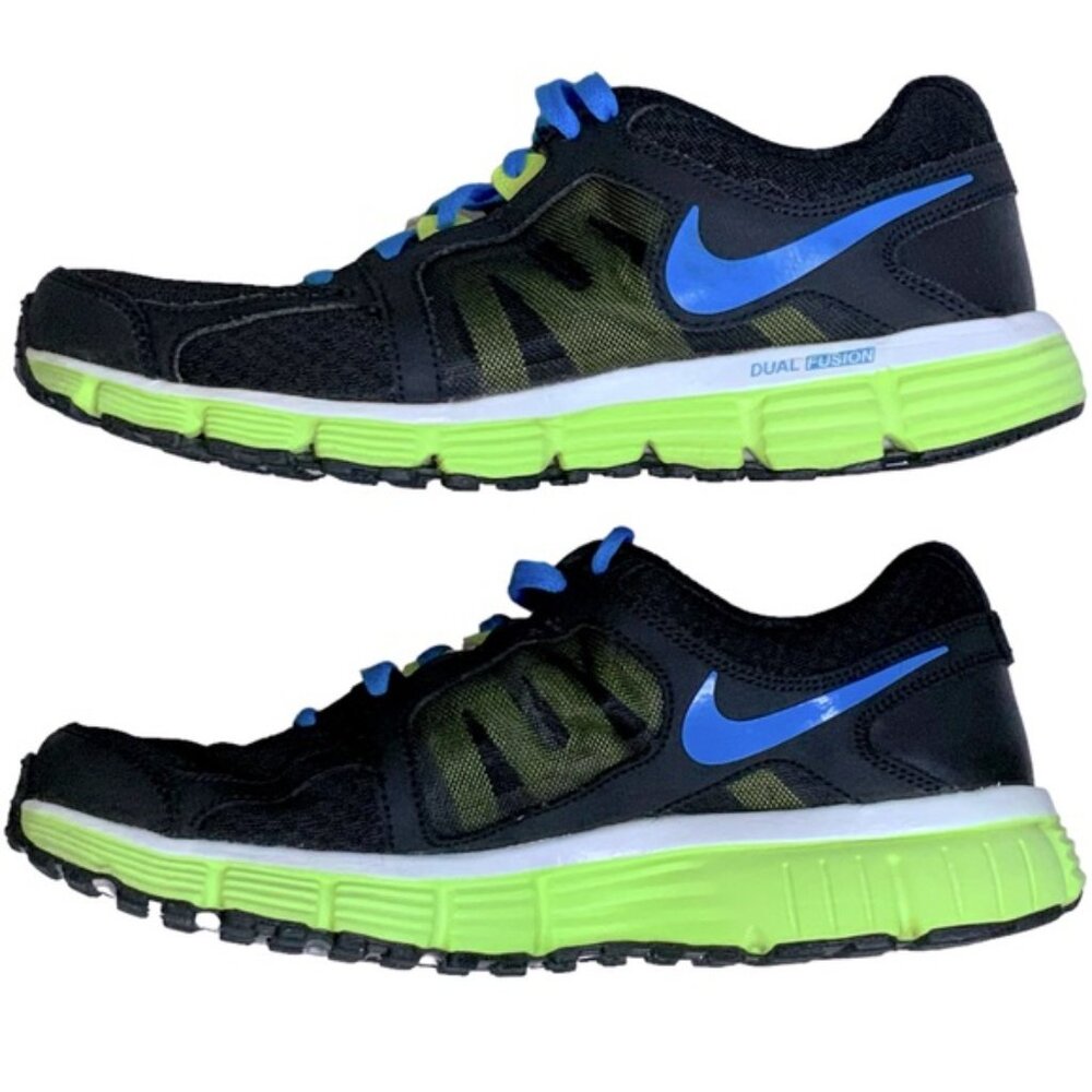 Nike Dual Fusion ST2 Running Shoe 454240-018 Black Volt Blue Lime Women Sz 8.5 - Picture 2 of 16